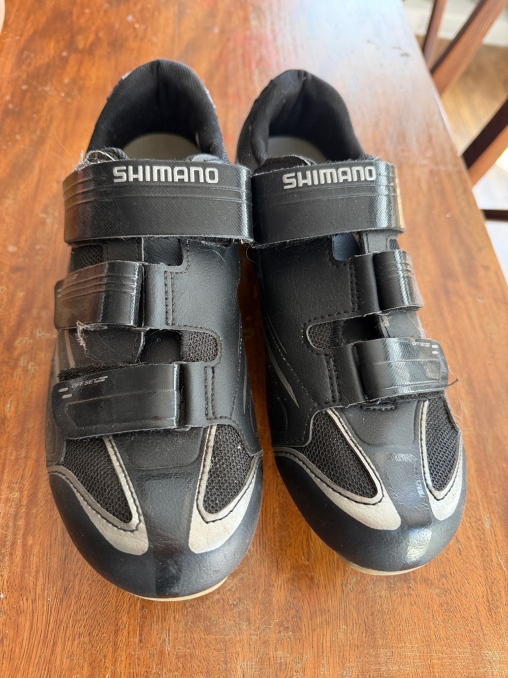 Shimano Black and Gray Cycling Shoes with Triple Straps